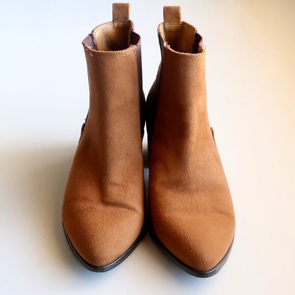 Nine West Brown Suede Almond Toe Block Heel Chelsea Ankle Boots / Booties 7.5 - Picture 11 of 15